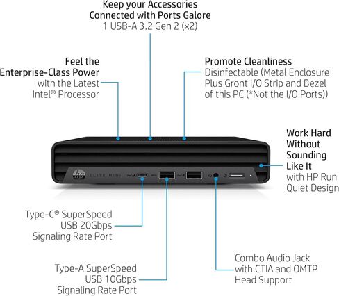 HP Elite Mini 800 G9 Mini PC Business Desktop Computer, 13th Gen Intel 16-Core i7-13700, 32GB DDR5 RAM, 1TB PCIe SSD, WiFi 6E, Bluetooth 5.2, RJ45, Type-C, HDMI, DisplayPort, Windows 11 Pro, WE/PGPY in Saudi Arabia