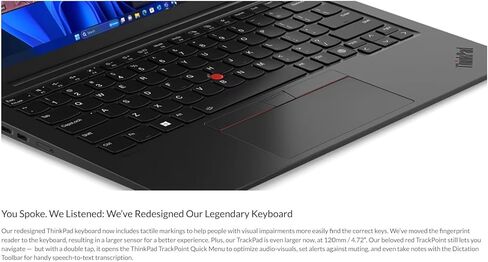 كمبيوتر محمول Lenovo Gen 12 ThinkPad X1 Carbon مع معالج Ultra 7 165U vPro، وشاشة لمس 14 بوصة 2.8K OLED 120 هرتز، وذاكرة الوصول العشوائي 32 جيجابايت 6400 ميجا هرتز، و1 تيرابايت Gen4 Performance SSD، وكاميرا 2160P UHD، ورؤية الكمبيوتر، وWin11 Pro in Saudi Arabia