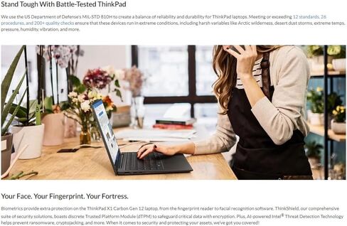 كمبيوتر محمول Lenovo Gen 12 ThinkPad X1 Carbon مع معالج Ultra 7 165U vPro، وشاشة لمس 14 بوصة 2.8K OLED 120 هرتز، وذاكرة الوصول العشوائي 32 جيجابايت 6400 ميجا هرتز، و1 تيرابايت Gen4 Performance SSD، وكاميرا 2160P UHD، ورؤية الكمبيوتر، وWin11 Pro in Saudi Arabia