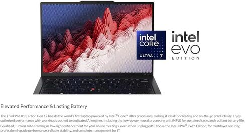 كمبيوتر محمول Lenovo Gen 12 ThinkPad X1 Carbon مع معالج Ultra 7 165U vPro، وشاشة لمس 14 بوصة 2.8K OLED 120 هرتز، وذاكرة الوصول العشوائي 32 جيجابايت 6400 ميجا هرتز، و1 تيرابايت Gen4 Performance SSD، وكاميرا 2160P UHD، ورؤية الكمبيوتر، وWin11 Pro in Saudi Arabia