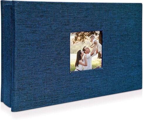 Photo Album 4x6 with 100 Pockets,Slip-in Picture Albums,Linen Cover Memory Book with Front Window,Black Page Vertical Photo Book for Wedding,Family,Anniversare,Baby,Vacation(Sky Blue) in Saudi Arabia