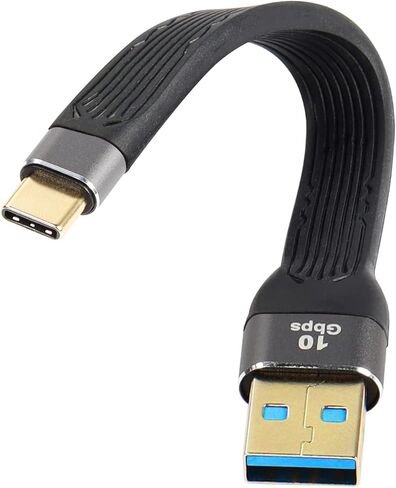 CERRXIAN 10Gbps Short USB Type C Cable,5inch USB A 3.0 Male to USB C 3.1 Male Cable,USB C 3.1 3A Fast Charging FPC Flat Cable Compatible with Power Bank, Car Charger,Phone(c-a) in Saudi Arabia