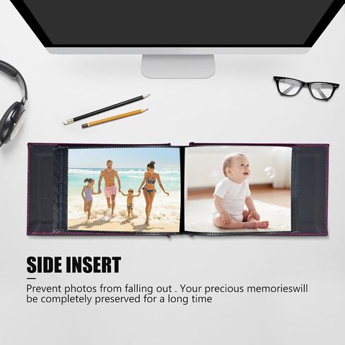 Photo Album 4x6 with 100 Pockets,Slip-in Picture Albums,Linen Cover Memory Book with Front Window,Black Page Vertical Photo Book for Wedding,Family,Anniversare,Baby,Vacation(Sky Blue) in Saudi Arabia