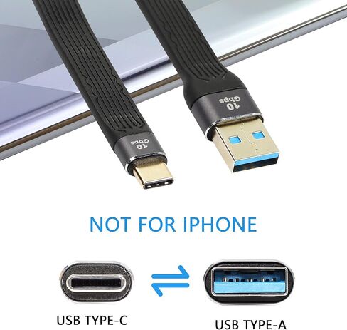 CERRXIAN 10Gbps Short USB Type C Cable,5inch USB A 3.0 Male to USB C 3.1 Male Cable,USB C 3.1 3A Fast Charging FPC Flat Cable Compatible with Power Bank, Car Charger,Phone(c-a) in Saudi Arabia