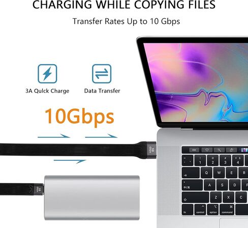 CERRXIAN 10Gbps Short USB Type C Cable,5inch USB A 3.0 Male to USB C 3.1 Male Cable,USB C 3.1 3A Fast Charging FPC Flat Cable Compatible with Power Bank, Car Charger,Phone(c-a) in Saudi Arabia