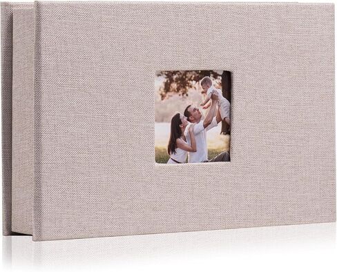 Photo Album 4x6 with 100 Pockets,Slip-in Picture Albums,Linen Cover Memory Book with Front Window,Black Page Vertical Photo Book for Wedding,Family,Anniversare,Baby,Vacation(Sky Blue) in Saudi Arabia