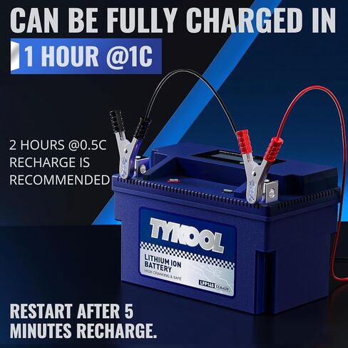 YTX12-BS YTX12 بطارية ليثيوم LiFePO4 للدراجات النارية، 12 فولت 6 أمبير، 360CCA، مدمجة في BMS، بطارية Powersports، لـ ATV، UTV، سكوتر، Jet Ski، Snowmobile، Quad، ركوب جزازة العشب، جرار، بطارية Polaris in Kuwait
