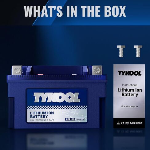 YTX12-BS YTX12 بطارية ليثيوم LiFePO4 للدراجات النارية، 12 فولت 6 أمبير، 360CCA، مدمجة في BMS، بطارية Powersports، لـ ATV، UTV، سكوتر، Jet Ski، Snowmobile، Quad، ركوب جزازة العشب، جرار، بطارية Polaris in Kuwait