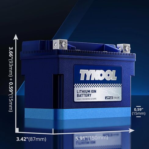 YTX12-BS YTX12 بطارية ليثيوم LiFePO4 للدراجات النارية، 12 فولت 6 أمبير، 360CCA، مدمجة في BMS، بطارية Powersports، لـ ATV، UTV، سكوتر، Jet Ski، Snowmobile، Quad، ركوب جزازة العشب، جرار، بطارية Polaris in Kuwait