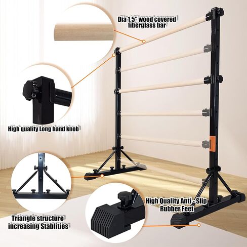 Portable Ballet Barre,Adjustable Height,Heavy Duty, No Tools,Dance Bar for Stretching & Balance Excercise,Sturdy Construction for Balance Workout,Weight Capacity 350 LBS in Kuwait