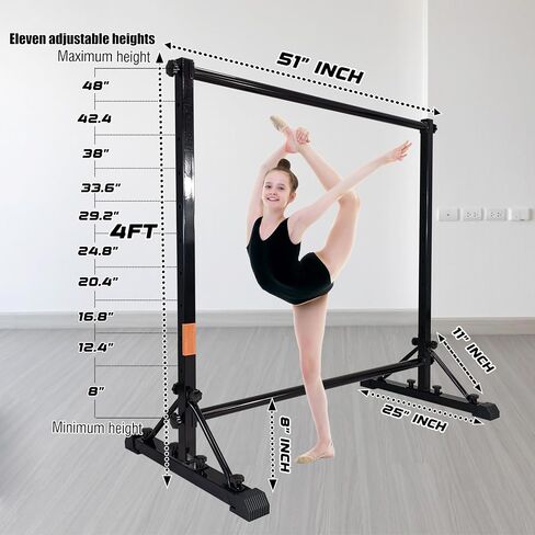Portable Ballet Barre,Adjustable Height,Heavy Duty, No Tools,Dance Bar for Stretching & Balance Excercise,Sturdy Construction for Balance Workout,Weight Capacity 350 LBS in Kuwait