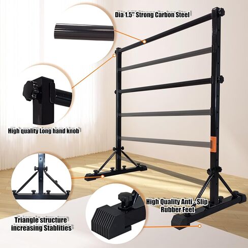 Portable Ballet Barre,Adjustable Height,Heavy Duty, No Tools,Dance Bar for Stretching & Balance Excercise,Sturdy Construction for Balance Workout,Weight Capacity 350 LBS in Kuwait