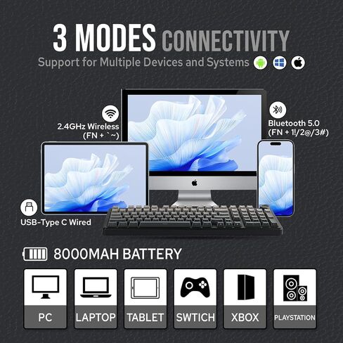 لوحة مفاتيح Aula F99 PRO 96% ميكانيكية، لوحة مفاتيح ألعاب لاسلكية BT5.0/USB-C/2.4 جيجا هرتز، لوحة مفاتيح مخصصة قابلة للتبديل مع بطارية 8000 مللي أمبير في الساعة، مقبض، إضاءة خلفية RGB لنظام Win/Mac (أبيض أزرق) in Kuwait