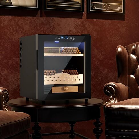 Cigar Humidors Cabinet for 200 Cigars, Cigar humdiidor Box with Digital Hygrometer, Spanish Cedar Lining 2 Shelves 1 Drawer Cabinet Humidor for Cigars, Great Idea Gift in Saudi Arabia