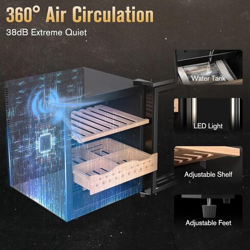 Cigar Humidors Cabinet for 200 Cigars, Cigar humdiidor Box with Digital Hygrometer, Spanish Cedar Lining 2 Shelves 1 Drawer Cabinet Humidor for Cigars, Great Idea Gift in Saudi Arabia