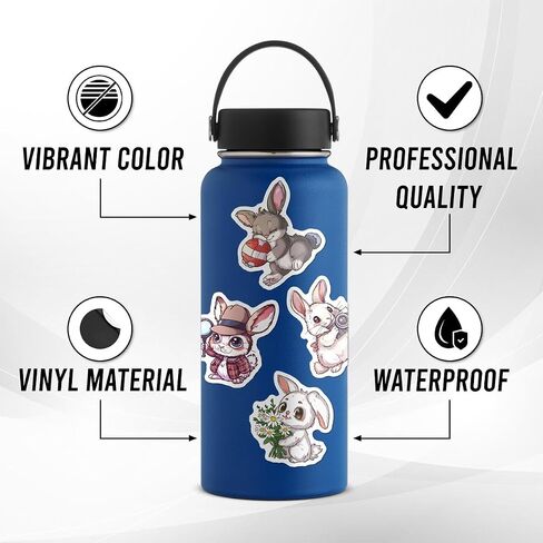 Pack 50 Pcs Cute Animal Bunny Rabbit Stickers for Water Bottles Funny Laptop Luggage Computer Scrapbooking Teens Girls Boys Adults Waterproof Aesthetic Sticker Small Vinyl Decals in Kuwait