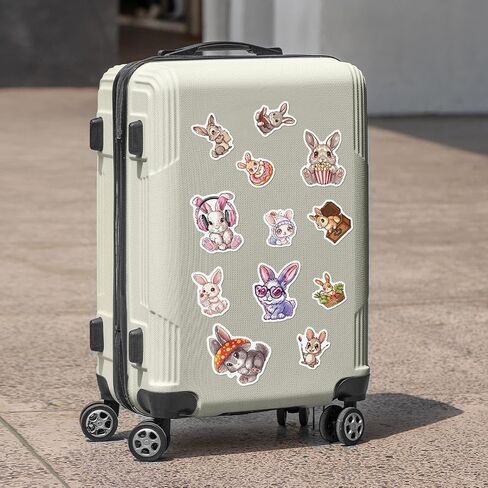 Pack 50 Pcs Cute Animal Bunny Rabbit Stickers for Water Bottles Funny Laptop Luggage Computer Scrapbooking Teens Girls Boys Adults Waterproof Aesthetic Sticker Small Vinyl Decals in Kuwait