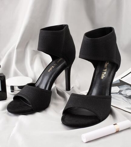 حذاء Shoe'N Tale بكعب عالٍ حتى الكاحل للنساء بكعب ستيليتو مفتوح من الأمام (9، أسود) in Saudi Arabia
