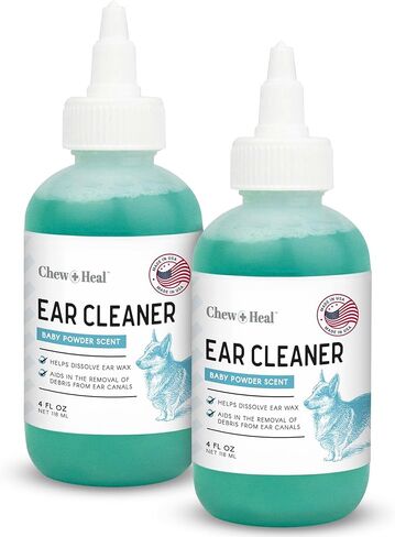 محلول منظف للأذن للقطط والكلاب من Chew + Heal - قطارة 118 مل - قطرات غسيل أذن الحيوانات الأليفة لمنع العدوى وإزالة الحطام - الصبار المهدئ والبندق الساحر وزيت شجرة الشاي in Kuwait