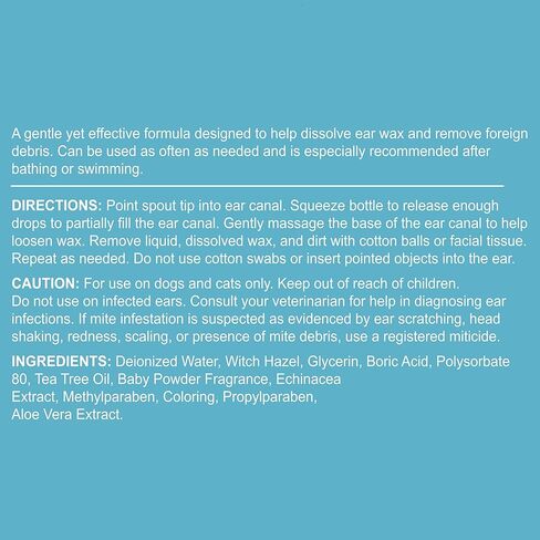محلول منظف للأذن للقطط والكلاب من Chew + Heal - قطارة 118 مل - قطرات غسيل أذن الحيوانات الأليفة لمنع العدوى وإزالة الحطام - الصبار المهدئ والبندق الساحر وزيت شجرة الشاي in Kuwait