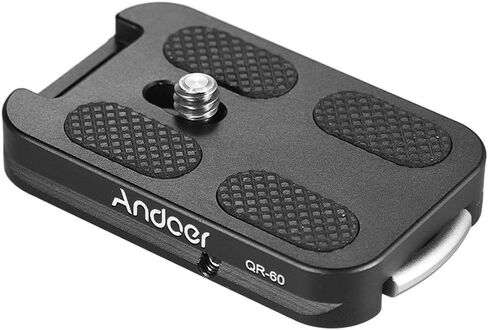 Andoer QR-60 لوحة إطلاق سريعة عالمية مصنوعة من سبائك الألومنيوم 1/4 بوصة مع حلقة مرفقة لحامل ثلاثي القوائم برأس كروي قياسي Arca-Swiss لكاميرا Canon Nikon Sony DSLR in Saudi Arabia