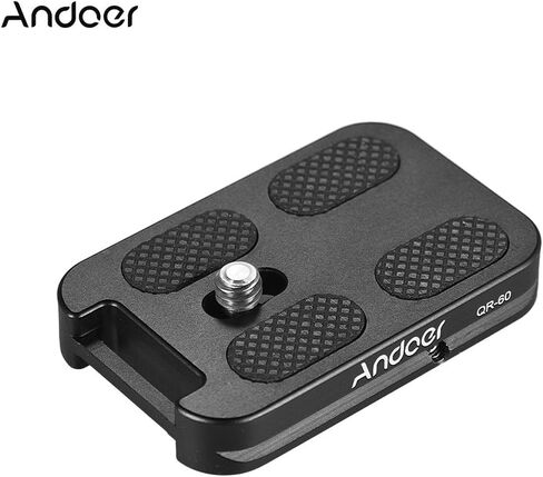 Andoer QR-60 لوحة إطلاق سريعة عالمية مصنوعة من سبائك الألومنيوم 1/4 بوصة مع حلقة مرفقة لحامل ثلاثي القوائم برأس كروي قياسي Arca-Swiss لكاميرا Canon Nikon Sony DSLR in Saudi Arabia