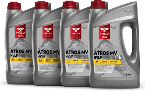 TRIAX Atros Multivis HVLP 46 Full Synthetic Hydraulic Oil, 300% Additive Anti-Wear Boost, 7,000-10,000 Hour Life, Arctic Grade -54 Cold Flow and High Temp Operations (1 GAL) in Saudi Arabia