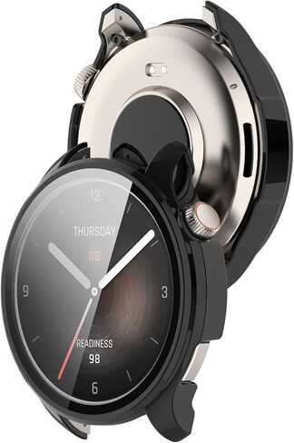 Case Compatible with Amazfit Balance Frame PC Protective Cover + Tempered Glass Film for Amazfit Balance Smartwatch Screen Protectors Accessories (Black&Clear) in Saudi Arabia