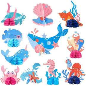 PAPER JAZZ Mermaid Party Decorations Glitter Mermaid Felt Table Centerpiece for Birthday Party Under The Sea Table Centerpiece Ocean Theme Decor for Baby Shower Supplies