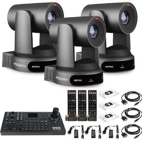 3 x PTZOptics Move 4K SDI/HDMI/USB/IP PTZ Camera with 30x Optical Zoom (Gray) (PT30X-4K-GY-G3) + PTZOptics SuperJoy PTZ Camera Joystick Controller