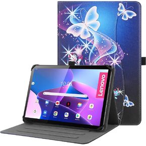 Universal Case for 9inch-10.5inch Tablet,Multi-Viewing Angels PU Leather Stand Folio Case Cover with Handstrap for 9" 10.1" 10.5" Touchscreen Tablet, with Adjustable Fixing Silicon Band-CB