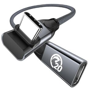 UseBean 240W USB C Extension Cable 1ft, 90 Degree USB C Male to USB C Female Cable, USB 3.2 20Gbps 4K Video PD 3.1 Charging, Type C Extender, for PSVR2/Hub/MacBook/iPad/iPhone15/Magsafe Charger