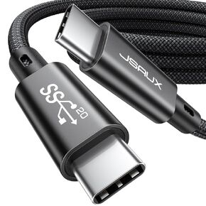 JSAUX USB C to USB C 3.2 Gen 2X2 Long Cable, USBC Cable 20Gbps Data Transfer 4K Video Monitor Display 100W PD Fast Charging for Portable Monitor, iPhone 16/15 Pro Max, MacBook, Galaxy S24, iPad-6.6FT