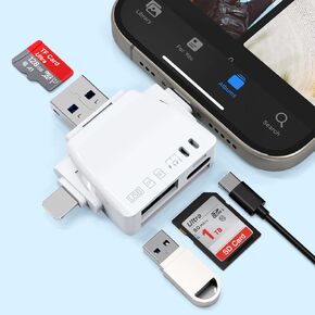 SD Card Reader for iPhone iPad - USB C Lightning USB3.0 Multi Card Reader for SD/TF Card+USB OTG+Type C Audio Adapter/Charging Digital Camera Card Adapter for iPhone15/14/13/12,Samsung,PC Plug & Play