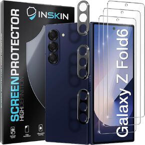Inskin Screen Protector for Samsung Galaxy Z Fold 6 (7.6 inch, 2024) - Tempered Glass, 3X for Outer Screen & 3X for Camera Lens, Plasma Coating, Case-Friendly