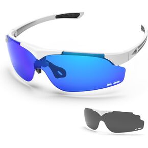 Cycling Sunglasses Polarized Sports Sunglasses With Magnetic Interchangeable Lens for Cycling, Running, Baseball, Fishing