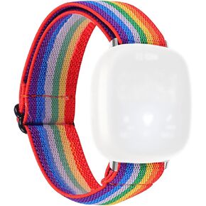 Create idea Watch Strap Woven Nylon Fabric Bands Replacement Sport Strap Wristband Bracelet Compatible with Fitbit Versa 3 Sense Rainbow