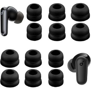 Double Flange Ear Tips for Soundcore P40i P30i P20i Replacement Soft Silicone Reduce Noise Eartips Earbuds Cover Compatible with Soundcore P20i P30i P40i Black L/M/S 6 Pairs