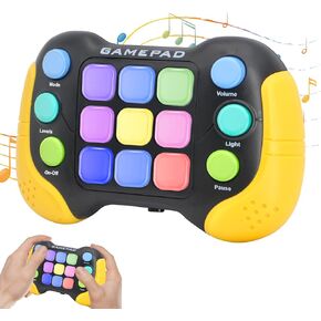 Fast Push Game Fidget Toys - Electric Handheld Games Sensory Light up Toy with 7 Color Lights, Quick Push Button Electronic Machine Gifts for Kids Adults Age 6-12-18 Year Boy Girls (Yellow)