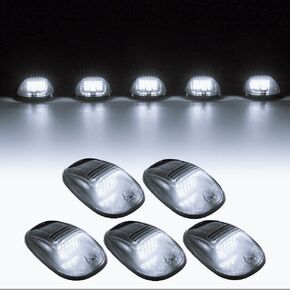 KOMAS 5X Amber 24 LED Smoke Cab Roof Running Top Marker Lights 264146BK Assembly Wire Harness Compatible with Dodge Ram 1500 2500 3500 4500 5500 2003-2018 Pickup Trucks