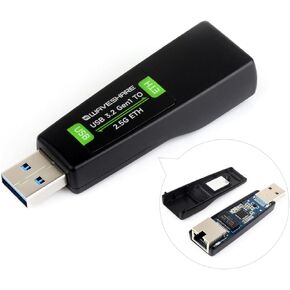 Waveshare USB to 2.5G Ethernet Port Converter, High-Speed Networking, No Driver Required 2.5G USB Ethernet Adapter, Compatible with Raspberry Pi 5/Jetson Nano/PC and Windows/MacOS/Linux/Android System