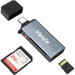 Vanja SD Card Reader, High-Speed USB C to Micro SD Card Reader, Aluminum Card Reader with Dual Slots | Compatible with iPhone 15 Series, MacBook Pro/Air 2023, iPad Pro, S23, and More
