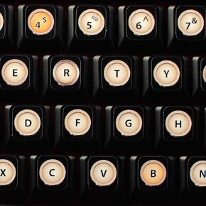 VINTAGE TYPEWRITER ENGLISH US NON-TRANSPARENT NEW STICKERS for KEYBOARD ON BLACK BACKGROUND