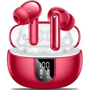 Wireless Earbuds,Wireless Earphones Bluetooth 5.3 RRP Ear Buds Wireless Earbuds for iPhone in Ear with 4 Mic ENC Calls Noise Cancelling Red