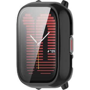 FitTurn Screen Protector Case Compatible with Amazfit Active Watch with HD Tempered Glass Case Cover, [Color Frame] [3D Full Coverage] Shell Protective (SixColors)