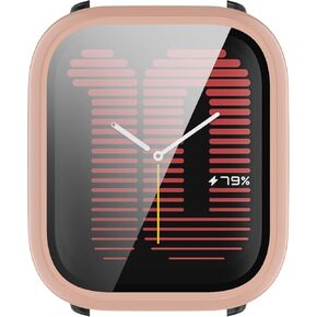 FitTurn Screen Protector Case Compatible with Amazfit Active Watch with HD Tempered Glass Case Cover, [Color Frame] [3D Full Coverage] Shell Protective (SixColors)