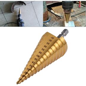 1/4 Hex Shank Titanium Step Drill Bit High Speed Steel 15 Steps Hex Shank 4-32MM