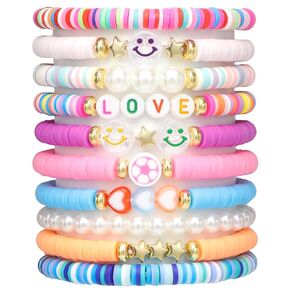 12pcs Friendship Bracelets Gifts, Bracelets Set, Smile Face Colored Characters Multilayer Singer Music Album Inspired Bracelets for Women Girls, Tour Jewelry