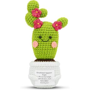 Hoedia Handmade Positive Frog Friend Birthday Gifts: Crochet Dolls Cheer Up Gifts for Men Women Mom Dad Coworkers - Cute Funny Knitted Stuff Emotional Support Pickle Potato Room Party Decors
