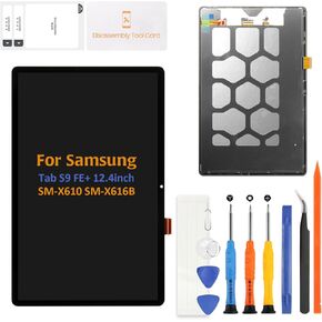 A-MIND for Samsung Galaxy Tablet S9 FE Plus 12.4" LCD Replacement Display S9 FE+ SM-X610 SM-X616 Screen Replacement Touch Screen Digitizer Assembly Glass Repair Parts